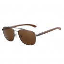 Aviator wooden polarized sunglasses (Gold frame brown)