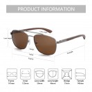 Aviator wooden polarized sunglasses (Gold frame brown)