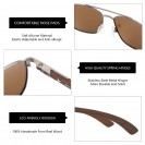 Aviator wooden polarized sunglasses (Gold frame brown)