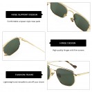 Retro hexagonal polarized sunglasses for men and women (Gold frame green lens)