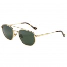 Retro hexagonal polarized sunglasses for men and women (Gold frame green lens)