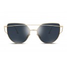 Cat-eye Fashion Metal Frame Sunglasses (Gold Frame Grey Lens)