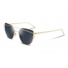 Cat-eye Fashion Metal Frame Sunglasses (Gold Frame Grey Lens)