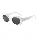 Women's Oval Polarized Sunglasses (White Frame Black Lens)